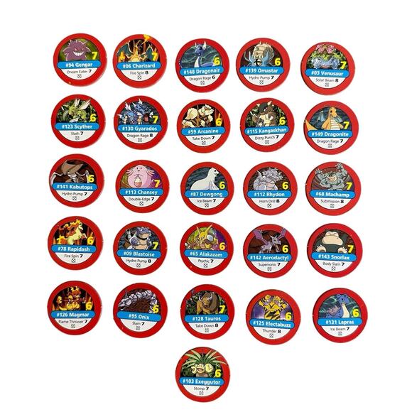 Vintage 1999 Pokemon Master Trainer Board Game Replacement Pieces 26 Red Chips - Picture 1 of 6